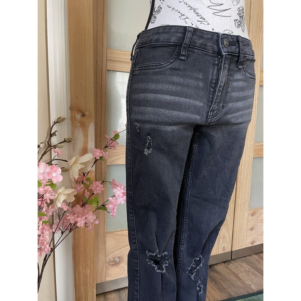 Abercrombie & Fitch Legging Jeans Black Distressed Mid Rise Skinny Size 25R - Picture 2 of 9